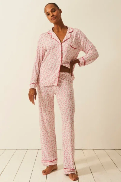 Stripe & Stare Long Pyjama Set In Pink