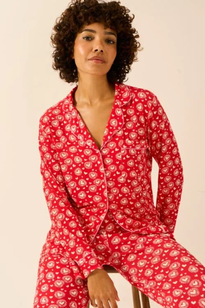 Stripe & Stare Long Pyjama Set In Animal Print