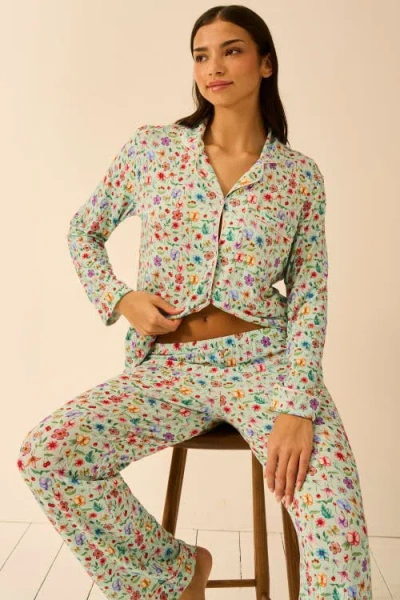 Stripe & Stare Long Pyjama Set In Multi