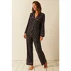 Stripe & Stare Long Pyjama Set In Black