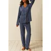 Stripe & Stare Long Pyjama Set In Blue