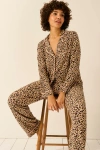 Stripe & Stare Long Pyjama Set In Brown