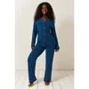 Stripe & Stare Long Pyjama Set In Midnight & Raspberry