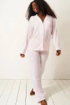 Stripe & Stare Long Pyjama Set In Pale Pink Stripe