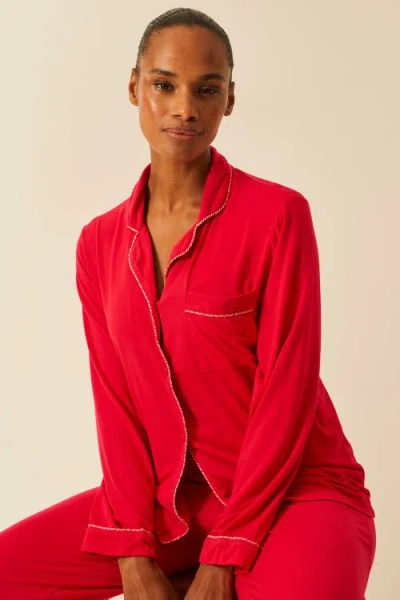 Stripe & Stare Long Pyjama Set In Red
