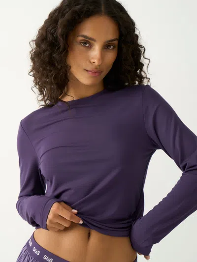Stripe & Stare Long Sleeve Under Layer Top In Night Fog