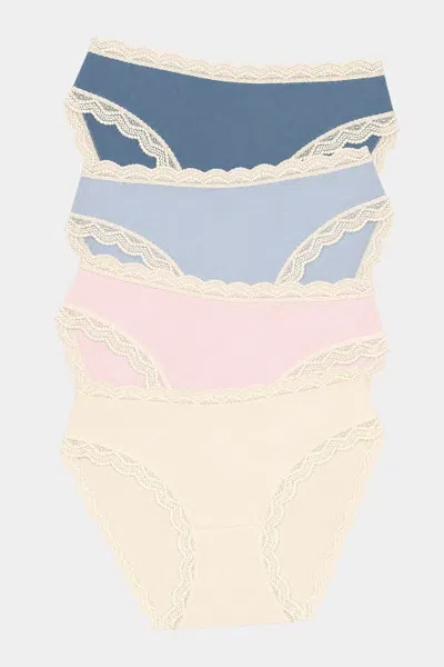 Stripe & Stare Mid Rise Knicker Four Pack In Multi