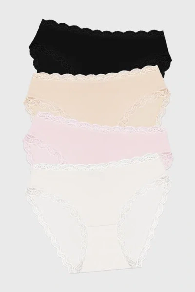 Stripe & Stare Mid Rise Knicker Four Pack In Multi