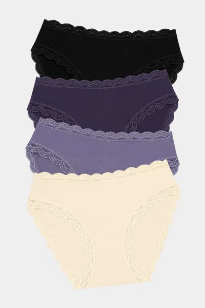 Stripe & Stare Mid Rise Knicker Four Pack In Multi