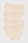 Stripe & Stare Mid Rise Knicker Four Pack In Neutral