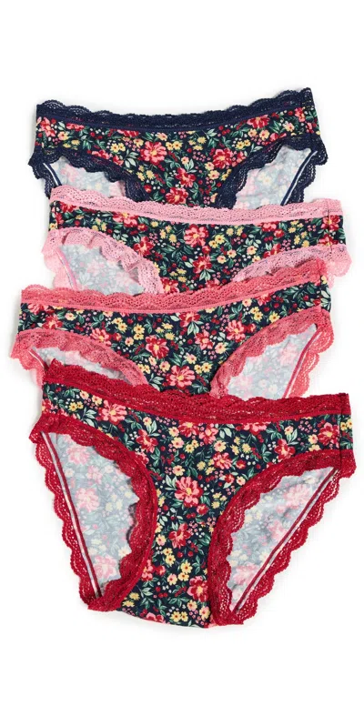 Stripe & Stare Original Knicker Four Pack Cherry Bloom In Multi