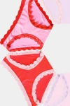 Stripe & Stare Original Knicker Four Pack In Pink & Red Contrast
