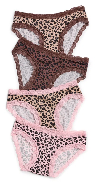 Stripe & Stare Original Knicker Panties 4 Pack Peach Latte Leopard In Brown