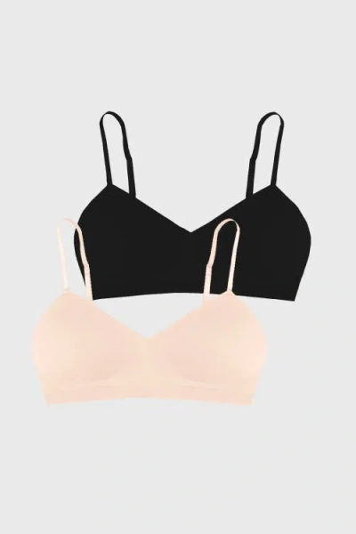 Stripe & Stare Padded Bra Two Pack In Black