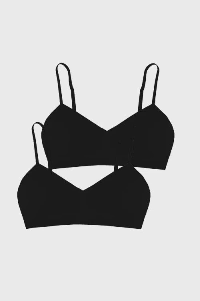 Stripe & Stare Padded Bra Two Pack In Black