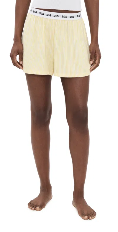 Stripe & Stare Pajama Shorts Lemon Sorbet In Neutral