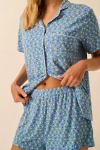 Stripe & Stare Short Pyjama Set In Blue