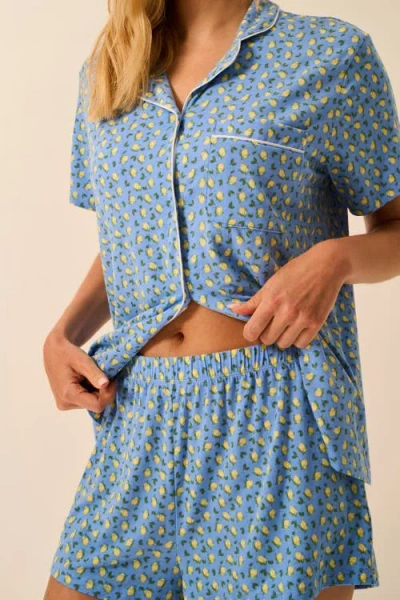 Stripe & Stare Short Pyjama Set In Blue