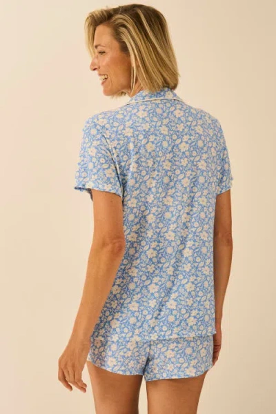 Stripe & Stare Short Pyjama Set In Cornflower Petals