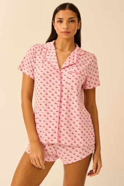 Stripe & Stare Short Pyjama Set In Pink