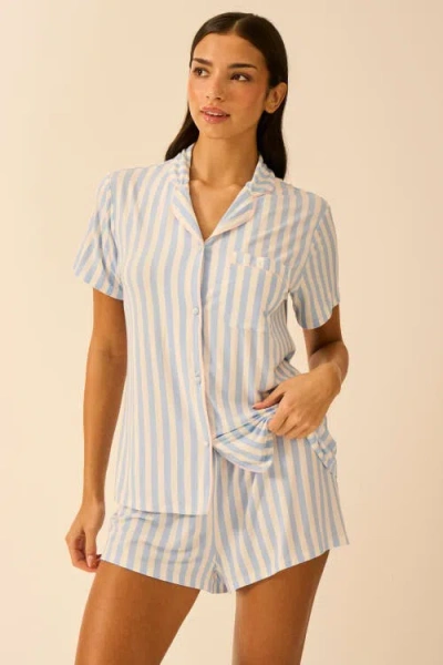 Stripe & Stare Short Pyjama Set In Purple