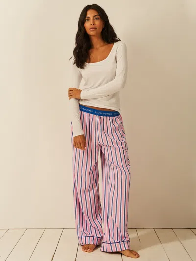 Stripe & Stare Soft Brushed Woven Pyjama Bottoms In Lazy Sunday