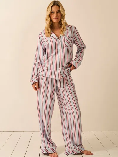 Stripe & Stare Soft Brushed Woven Pyjama Bottoms In Slumber Stripe