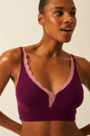 Stripe & Stare The Lace Plunge & High Rise Set In Purple