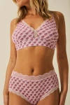 Stripe & Stare The Lace Plunge & Original Knicker Set In Pink