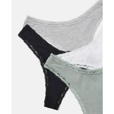 Stripe And Stare Thong Basic (4 Pack) In Multi