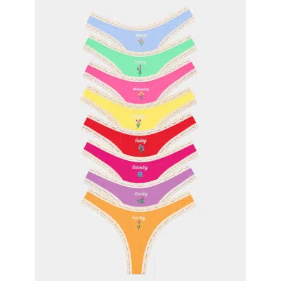 Stripe & Stare Thong Eight Pack In Multi