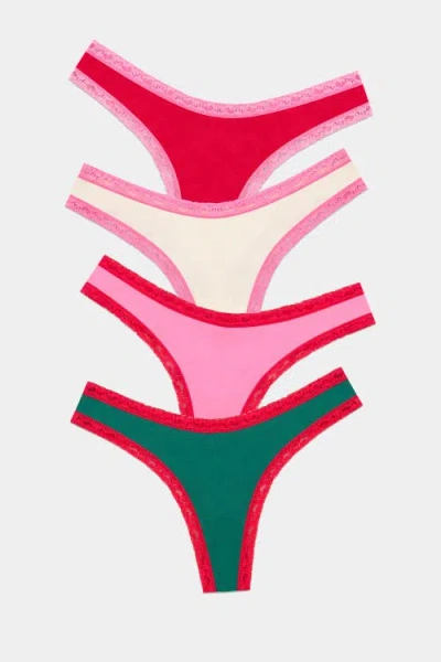 Stripe & Stare Thong Four Pack In Multi