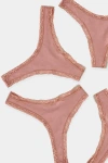 Stripe & Stare Thong Four Pack In Mocha