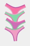 Stripe & Stare Thong Four Pack In Multi