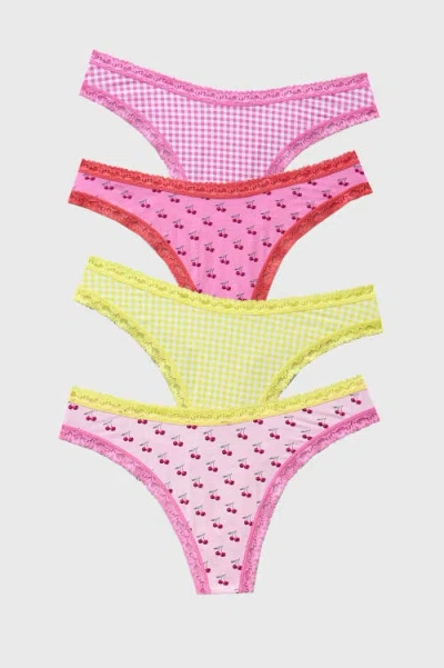 Stripe & Stare Thong Four Pack In Multi