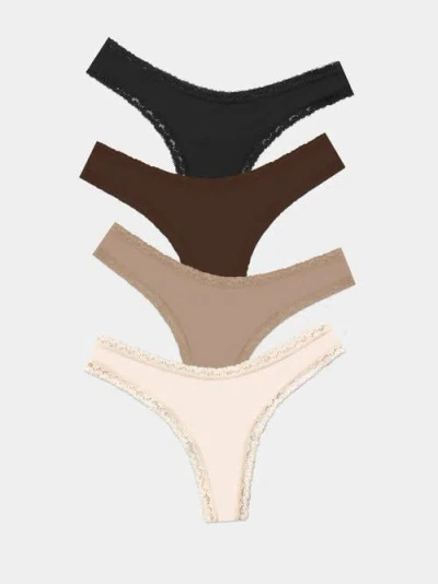 Stripe & Stare Thong Four Pack In Multi