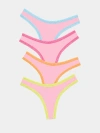 Stripe & Stare Thong Four Pack In Multi