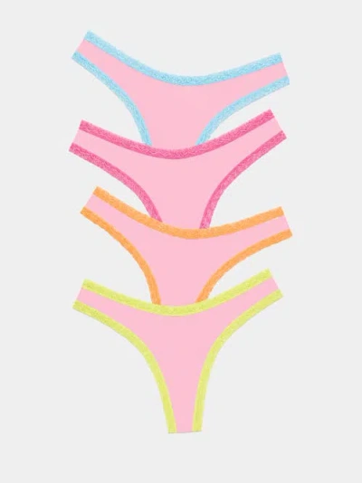 Stripe & Stare Thong Four Pack In Multi
