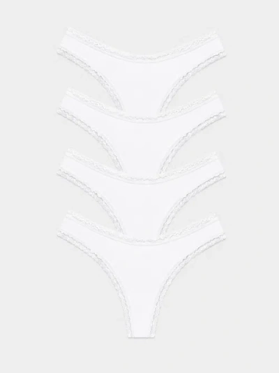 Stripe & Stare Thong Four Pack In White