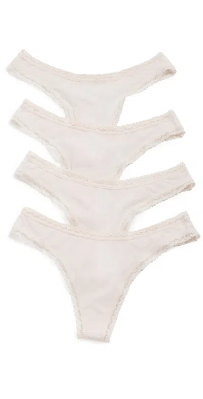 Stripe & Stare Thong Panties Four Pack Pink-a-boo