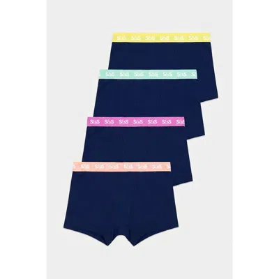 Stripe & Stare Womens Boxer Four Pack In Blue