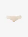 Stripe & Stare High-rise Lace Stretch-jersey Briefs In Beige