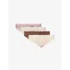Stripe & Stare Womens Liqrc Sand Leopard Basic The Original Leopard-pattern Pack Of Four Stretch-modal Briefs In Multi