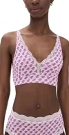 Stripe & Stare X Marea The Lace Plunge Bralette Marea Flower Stamp In Purple