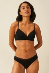 Stripe & Stare Zig Zag Lace Padded Demi Bra & Original Knicker Set In Black