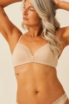 Stripe & Stare Zig Zag Lace Padded Demi Bra & Original Knicker Set In Neutral