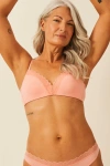 Stripe & Stare Zig Zag Lace Padded Demi Bra & Original Knicker Set In Pink
