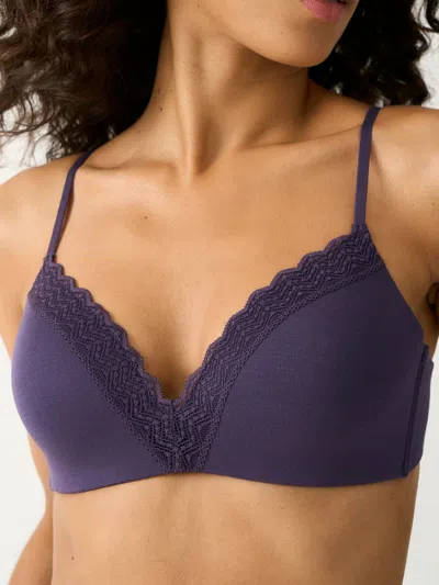 Stripe & Stare Zigzag Lace Demi Bra In Night Fog