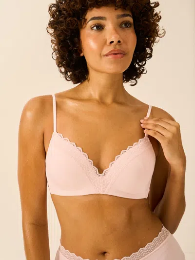 Stripe & Stare Zigzag Lace Demi Bra In Pink-a-boo