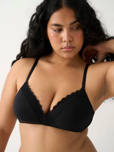 Stripe & Stare Zigzag Lace Demi Bra In Zigzag Lace Black